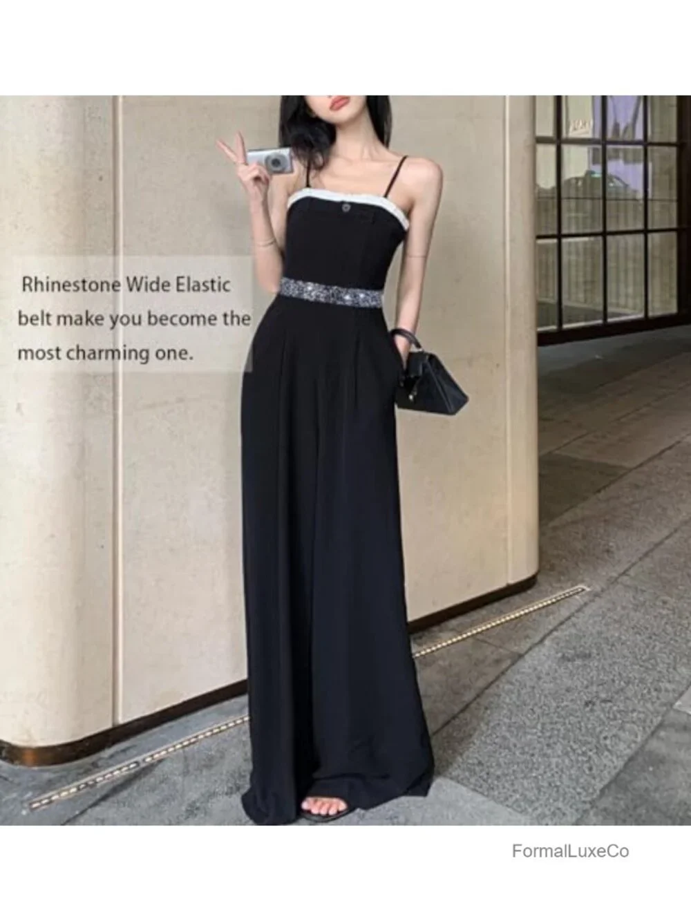 Shiny Rhinestone Stretchy Waist Belt for Party